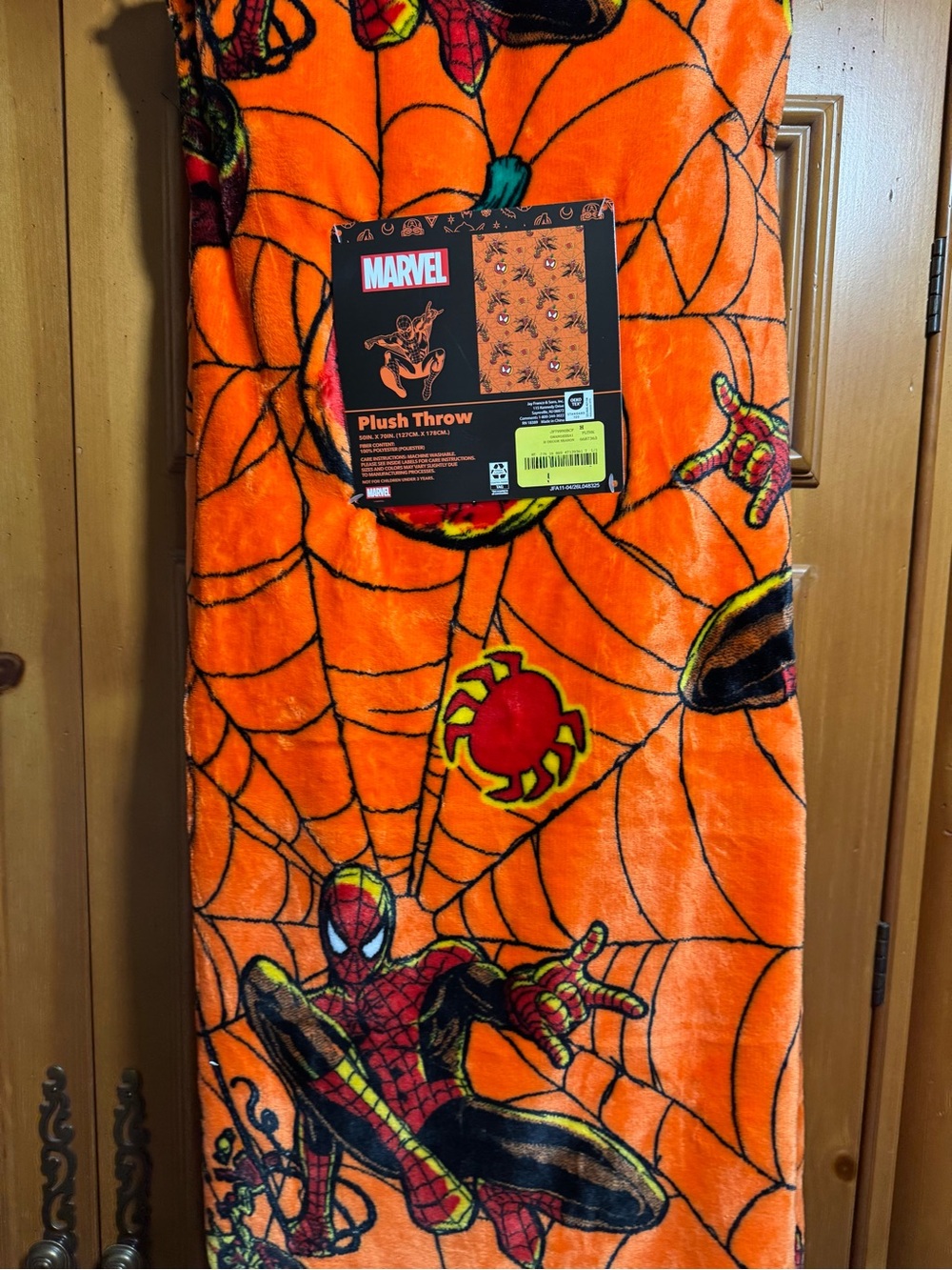 Marvel Spider-Man Orange Halloween Blanket